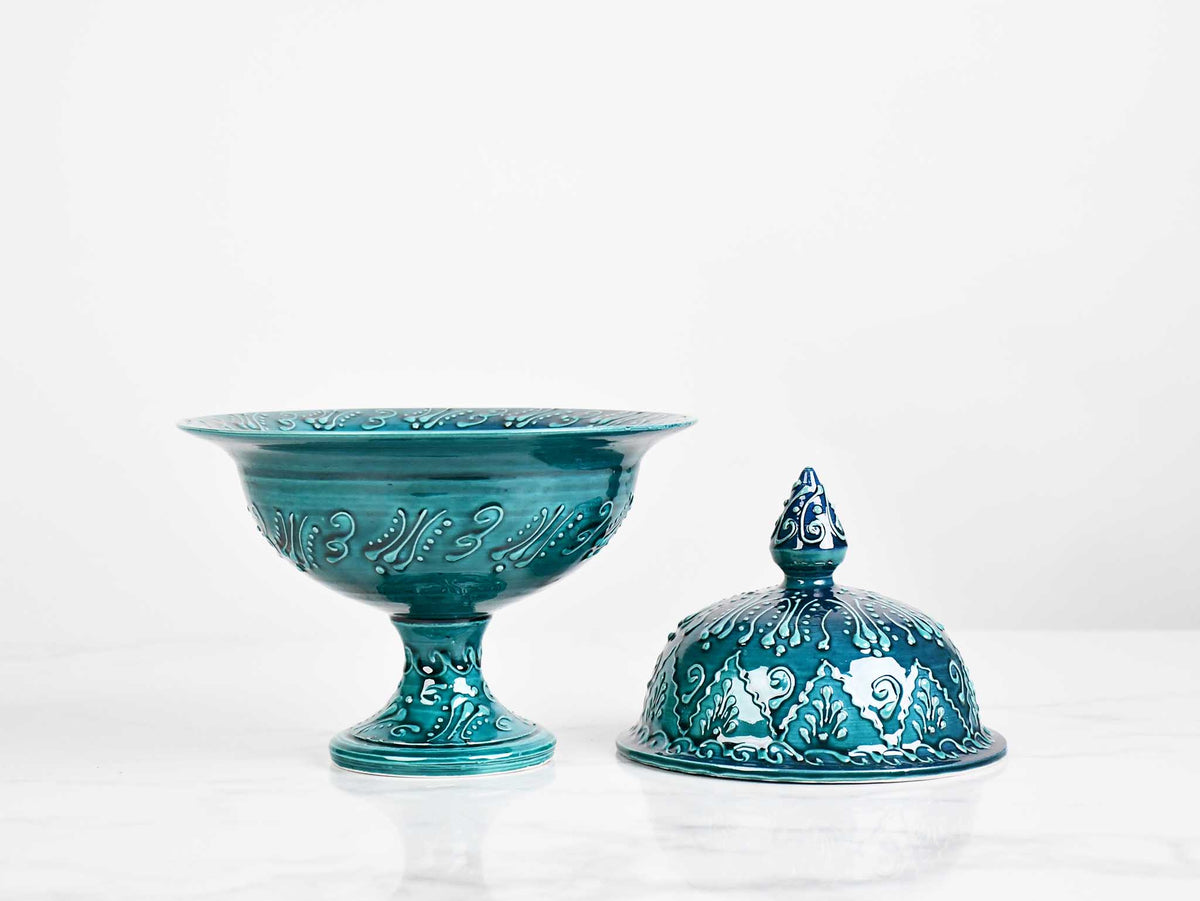 ceramic sugar bowl large turquoise green