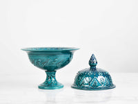 ceramic sugar bowl large turquoise green