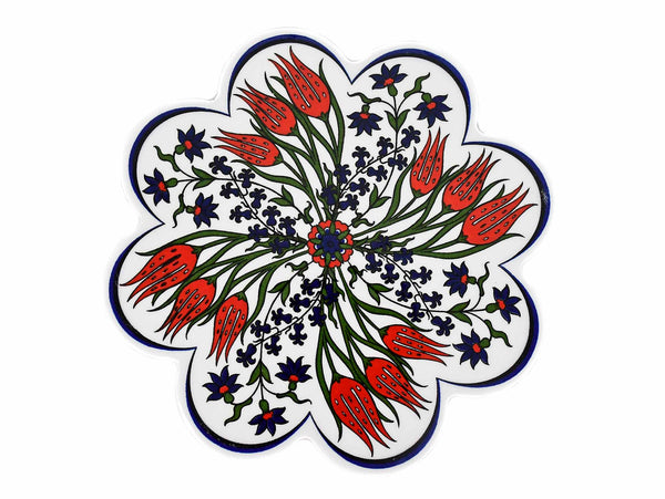 Turkish ceramic trivet Iznik flower