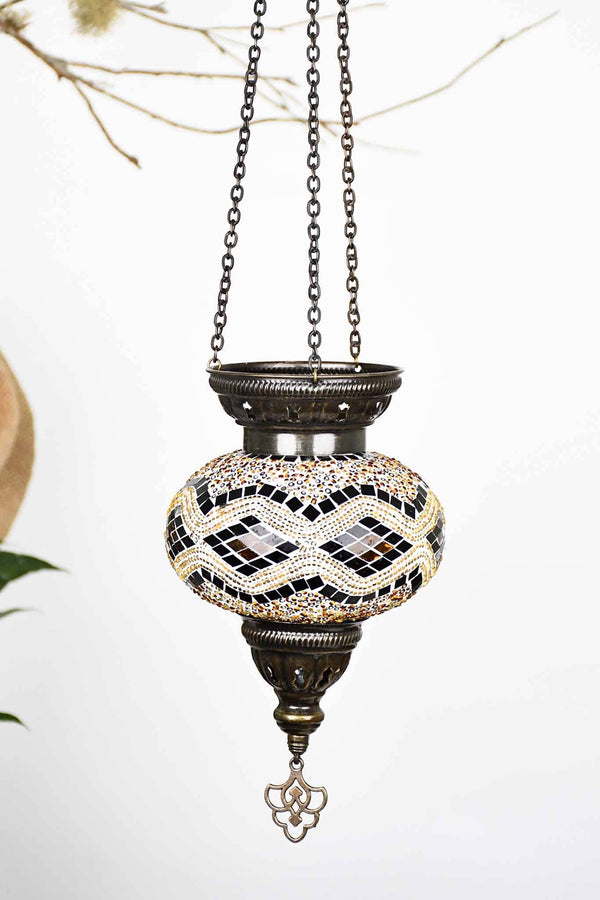 Turkish Mosaic Candle Holder Hanging Bead Kilim Brown Lighting Sydney Grand Bazaar 