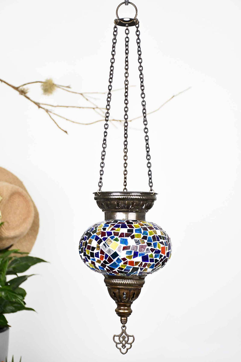 Turkish Mosaic Candle Holder Hanging Colourful Design 1 Lighting Sydney Grand Bazaar 