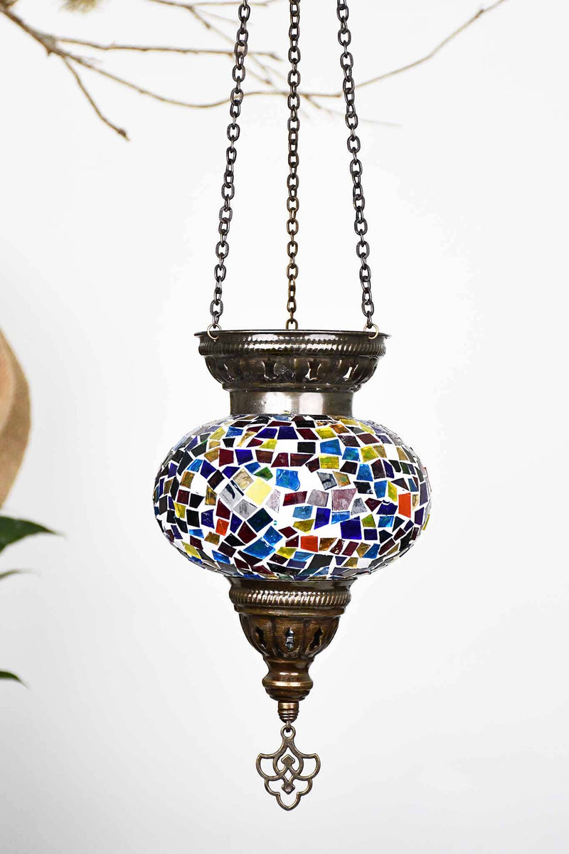 Turkish Mosaic Candle Holder Hanging Colourful Design 1 Lighting Sydney Grand Bazaar 