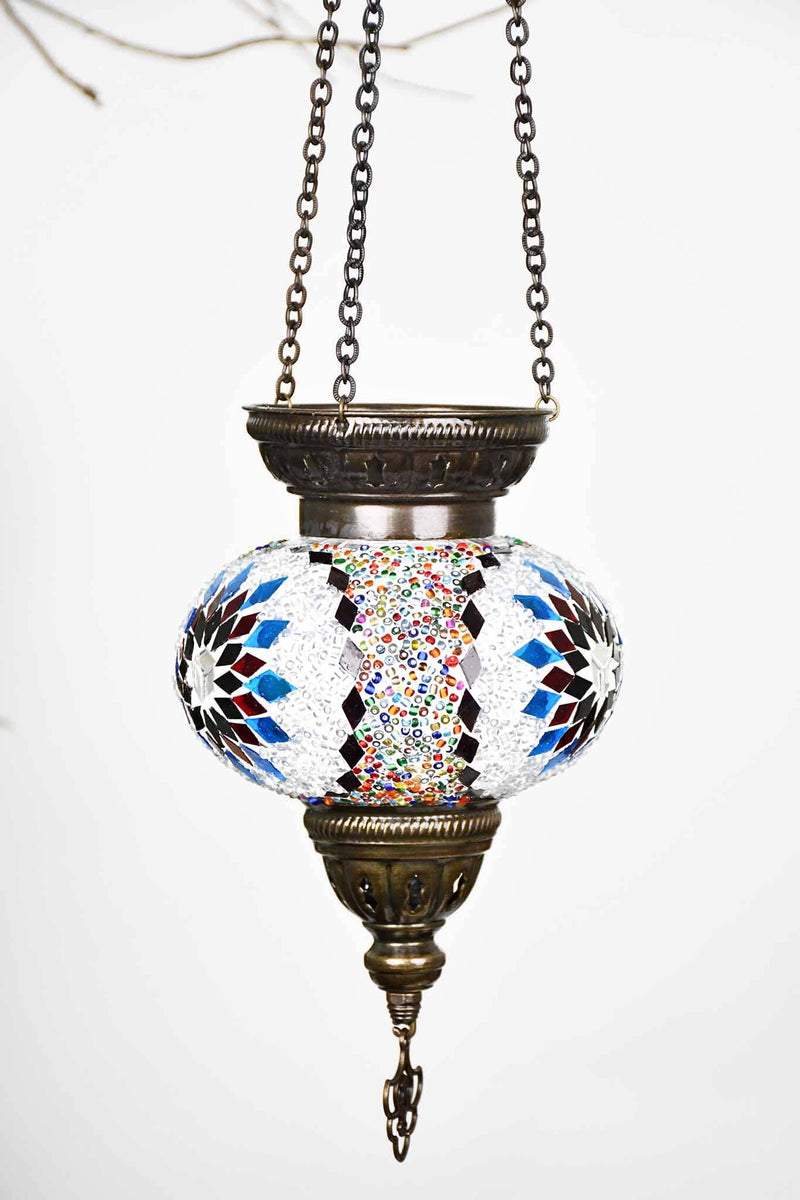 Turkish Mosaic Candle Holder Hanging Colourful Design 2 Lighting Sydney Grand Bazaar 
