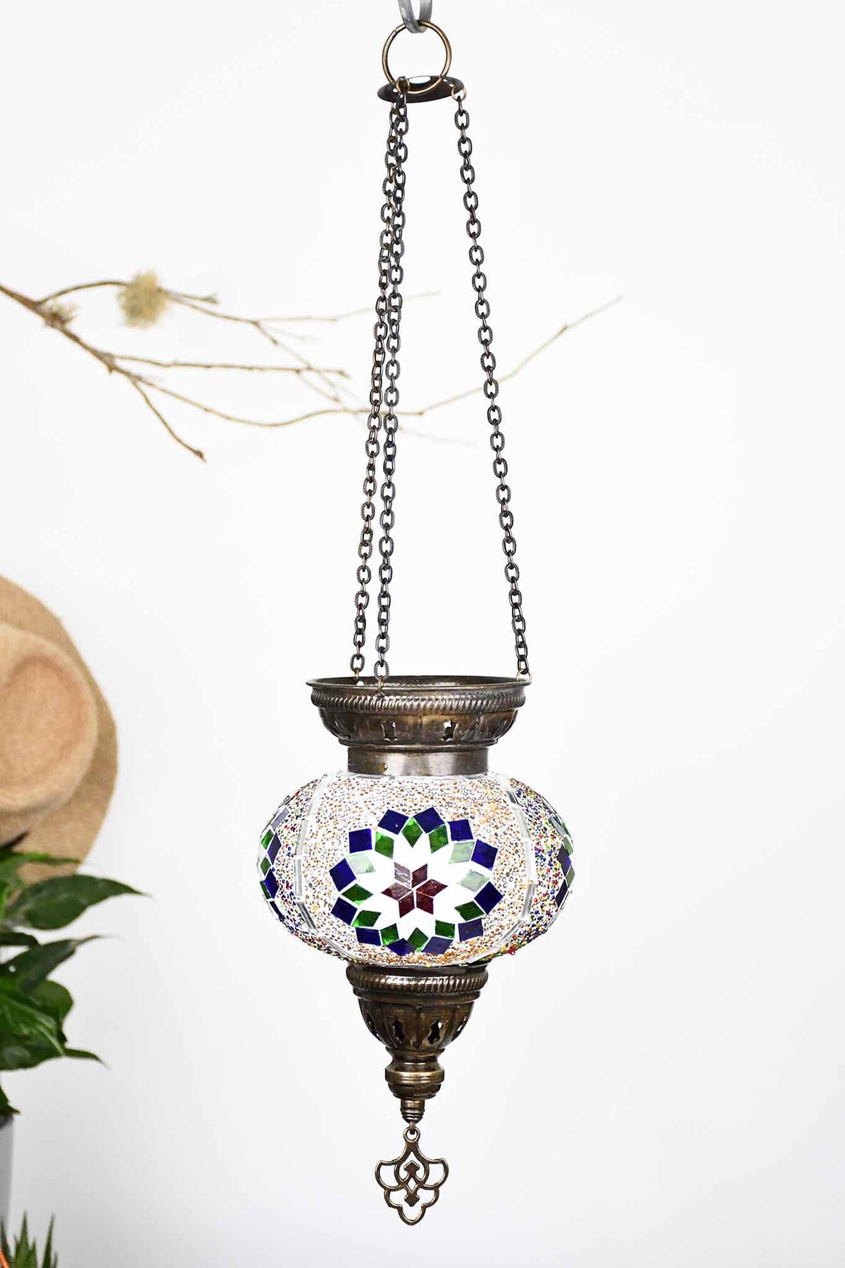 Turkish Mosaic Candle Holder Hanging Colourful Design 3 Lighting Sydney Grand Bazaar 