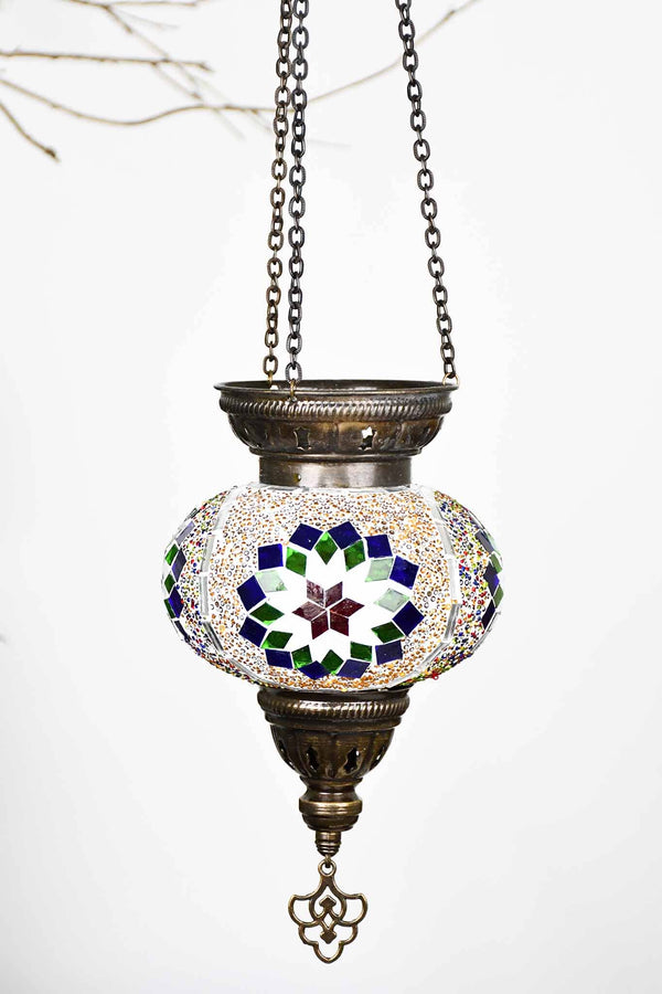 Turkish Mosaic Candle Holder Hanging Colourful Design 3 Lighting Sydney Grand Bazaar 