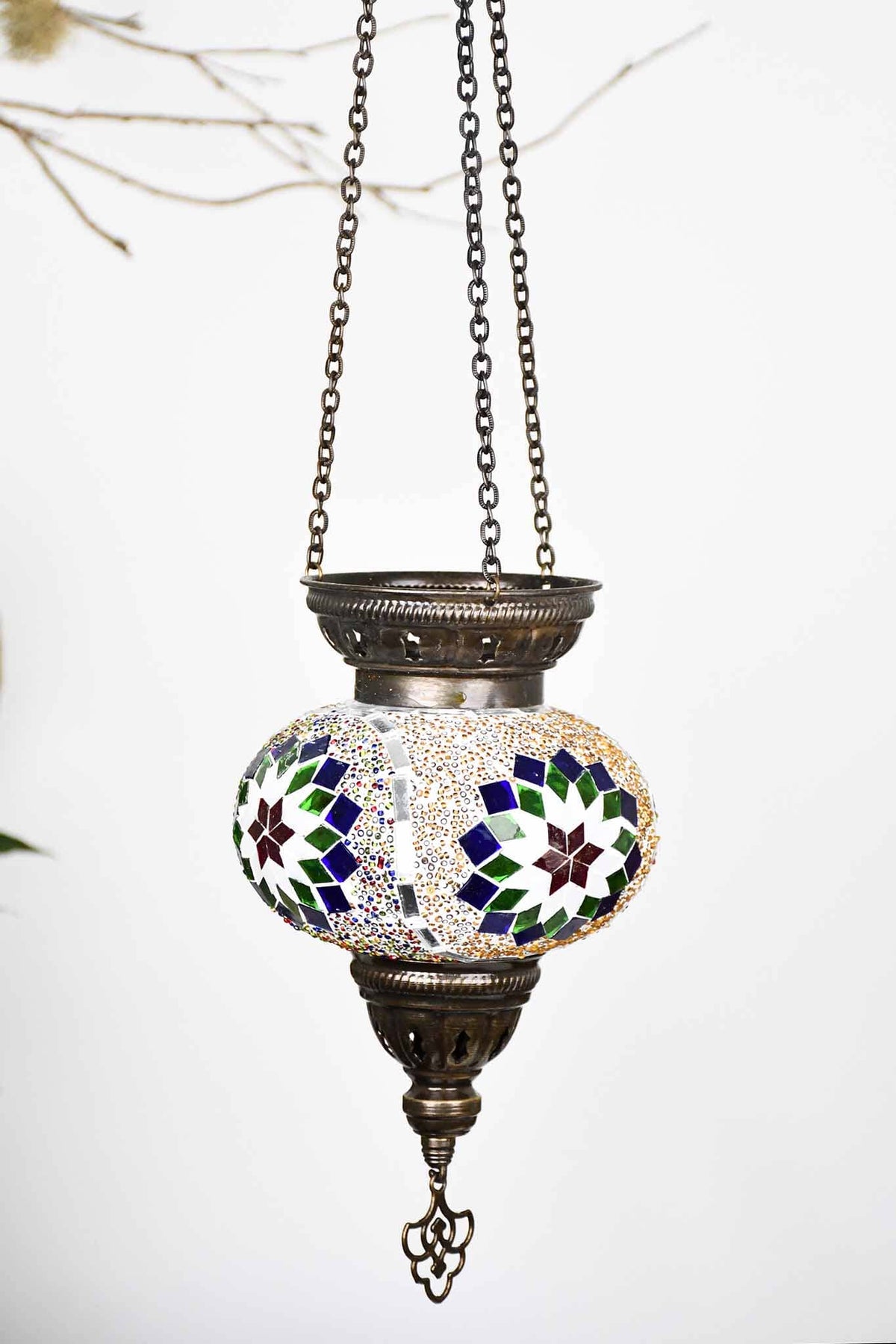 Turkish Mosaic Candle Holder Hanging Colourful Design 3 Lighting Sydney Grand Bazaar 