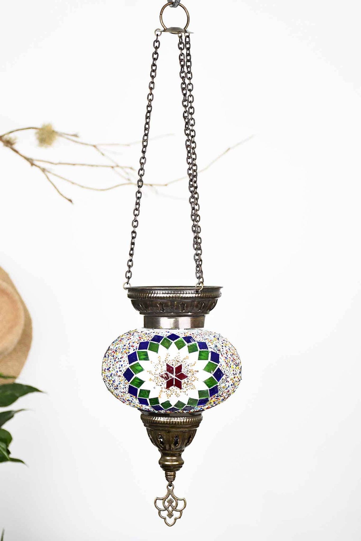 Turkish Mosaic Candle Holder Hanging Colourful Design 4 Lighting Sydney Grand Bazaar 