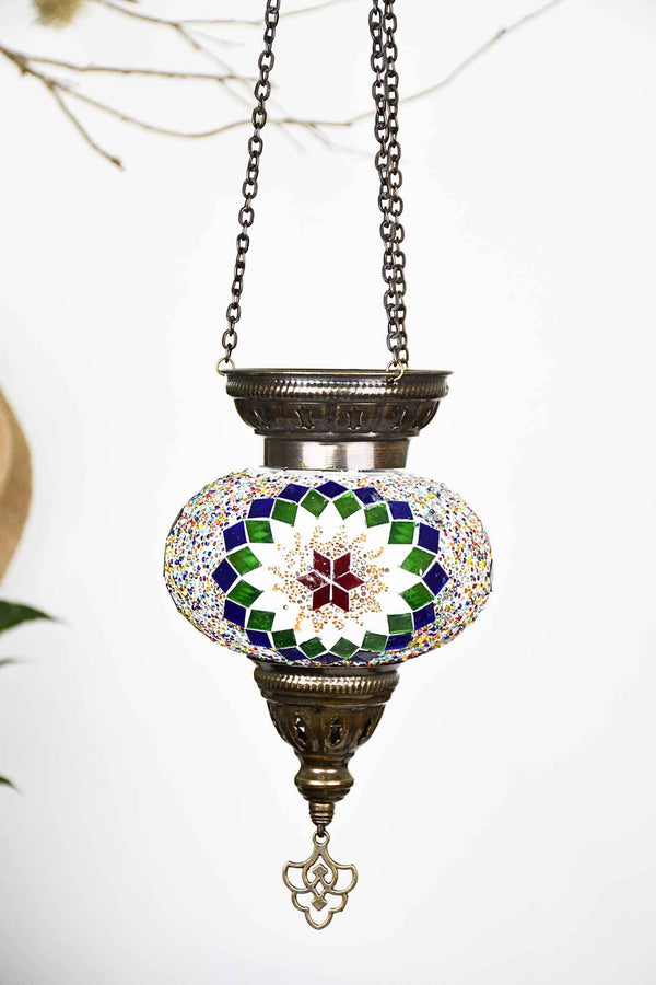 Turkish Mosaic Candle Holder Hanging Colourful Design 4 Lighting Sydney Grand Bazaar 