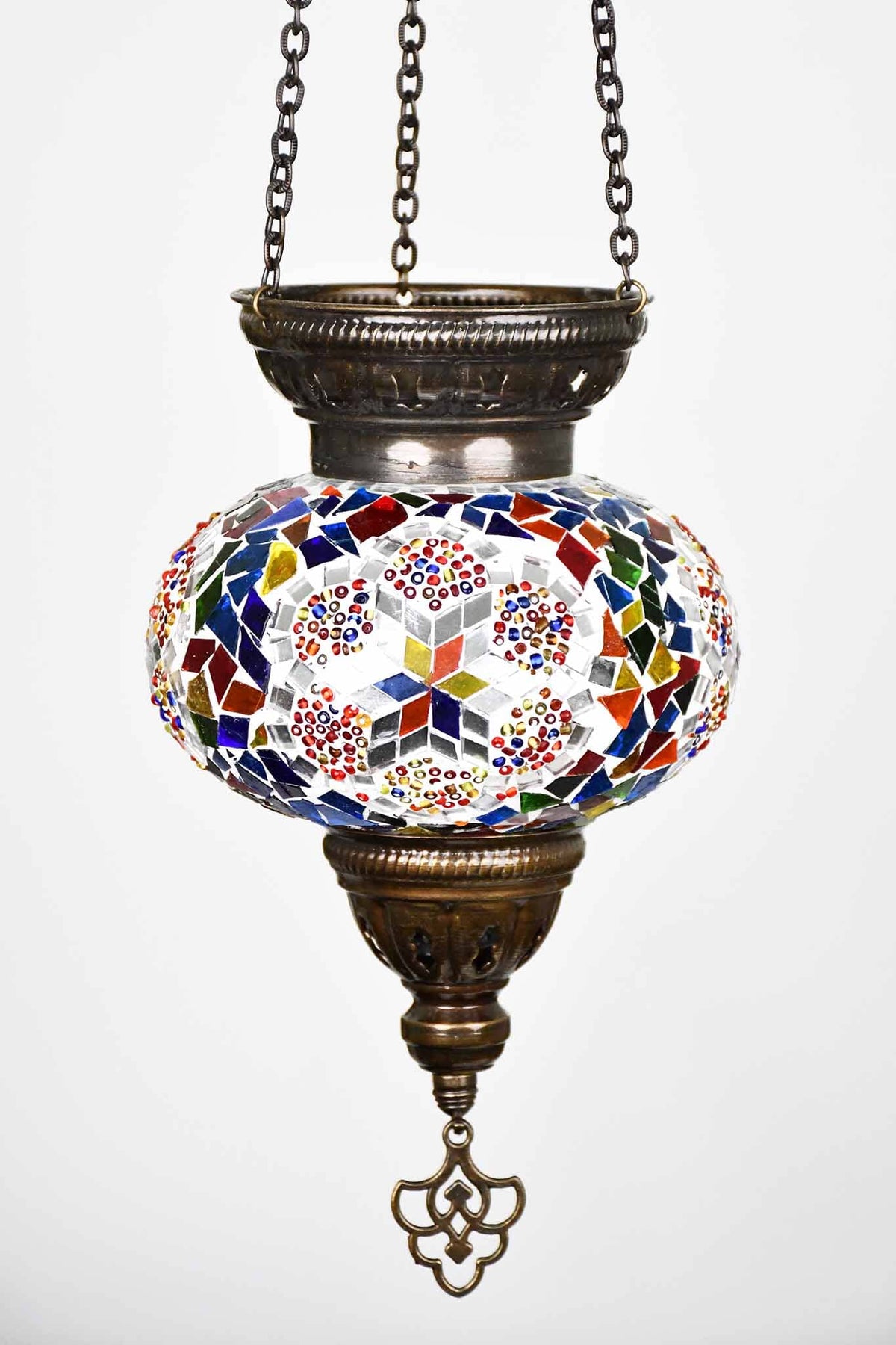 Turkish Mosaic Candle Holder Hanging Colourful Flower Design 1 Lighting Sydney Grand Bazaar 