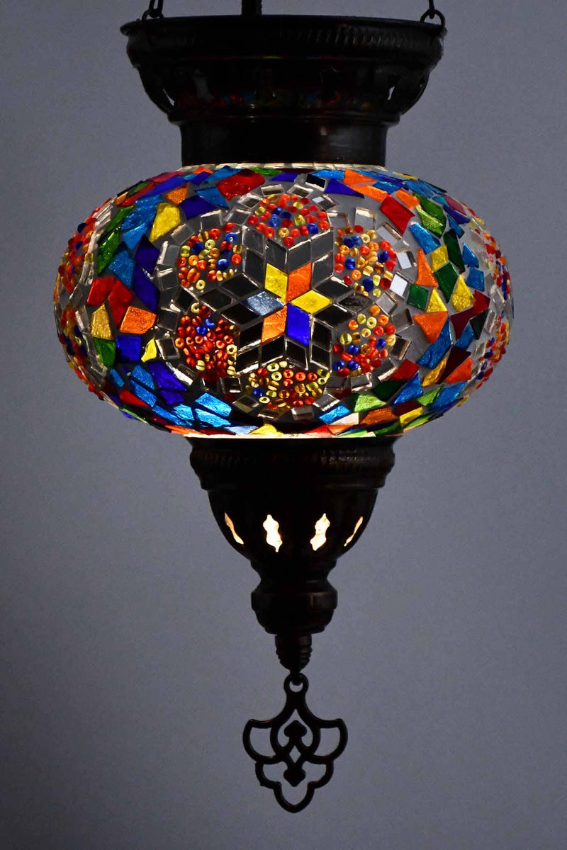 Turkish Mosaic Candle Holder Hanging Colourful Flower Design 1 Lighting Sydney Grand Bazaar 