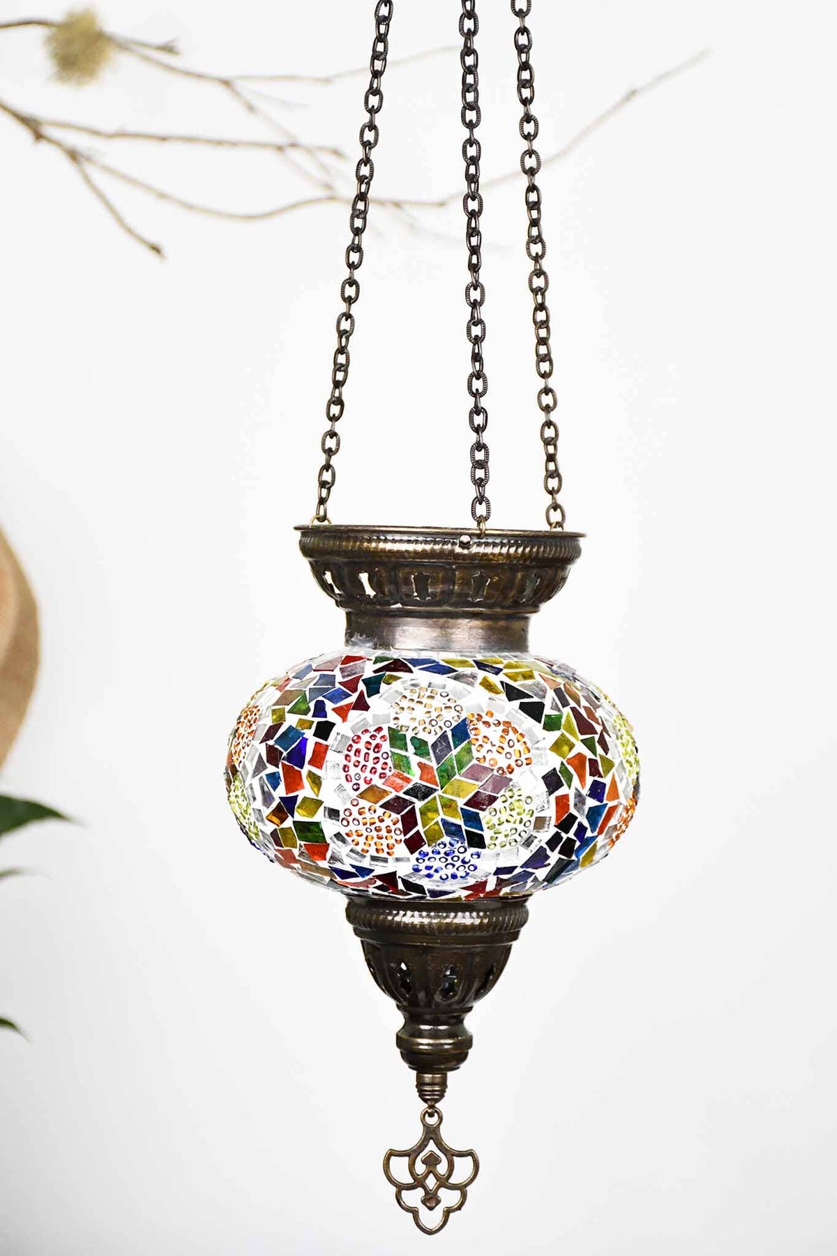 Turkish Mosaic Candle Holder Hanging Colourful Flower Design 2 Lighting Sydney Grand Bazaar 