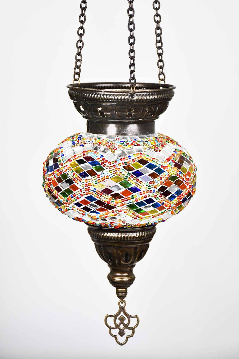 Turkish Mosaic Candle Holder Hanging Colourful Long Kilim Lighting Sydney Grand Bazaar 
