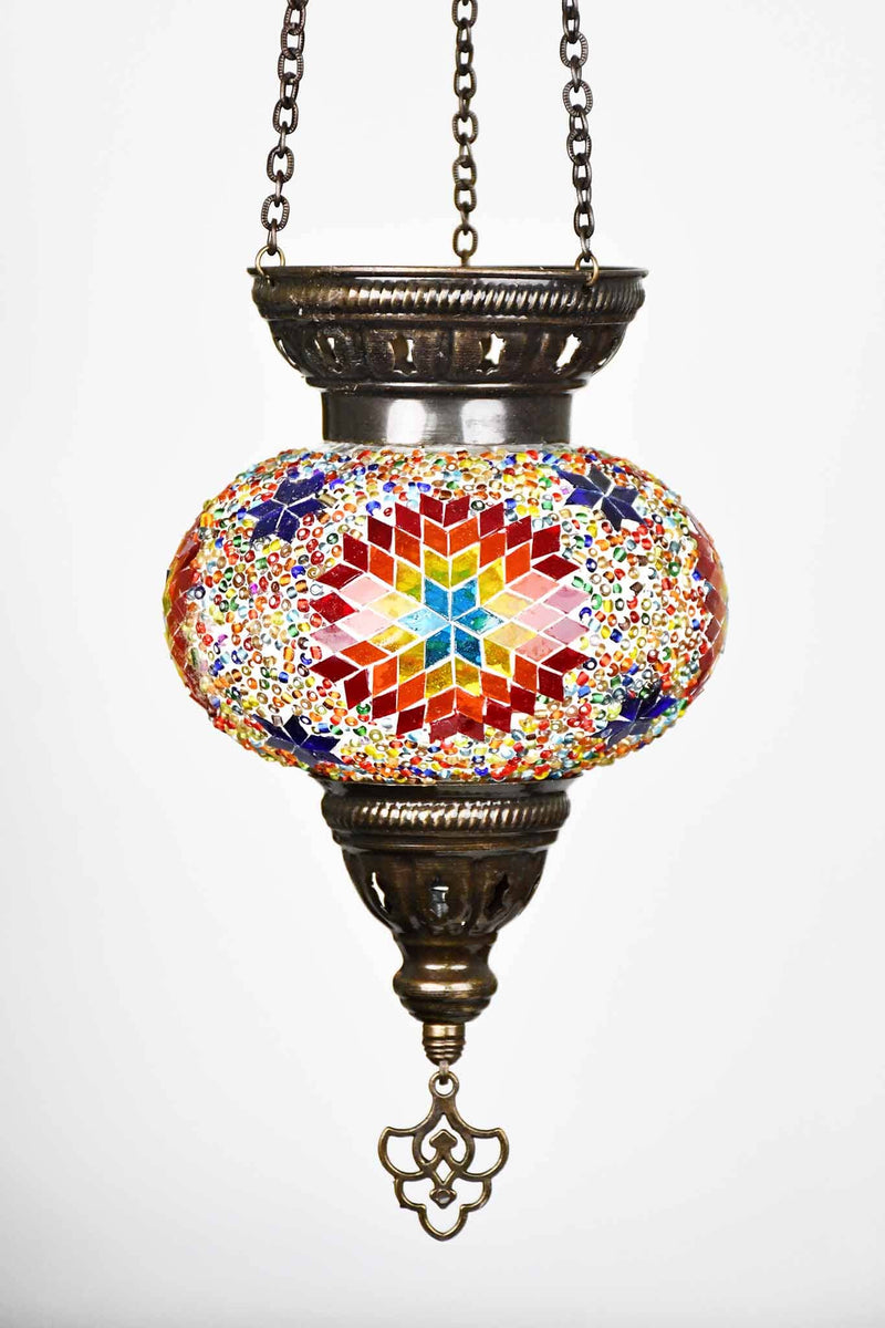 Turkish Mosaic Candle Holder Hanging Colourful Rainbow Star Lighting Sydney Grand Bazaar 