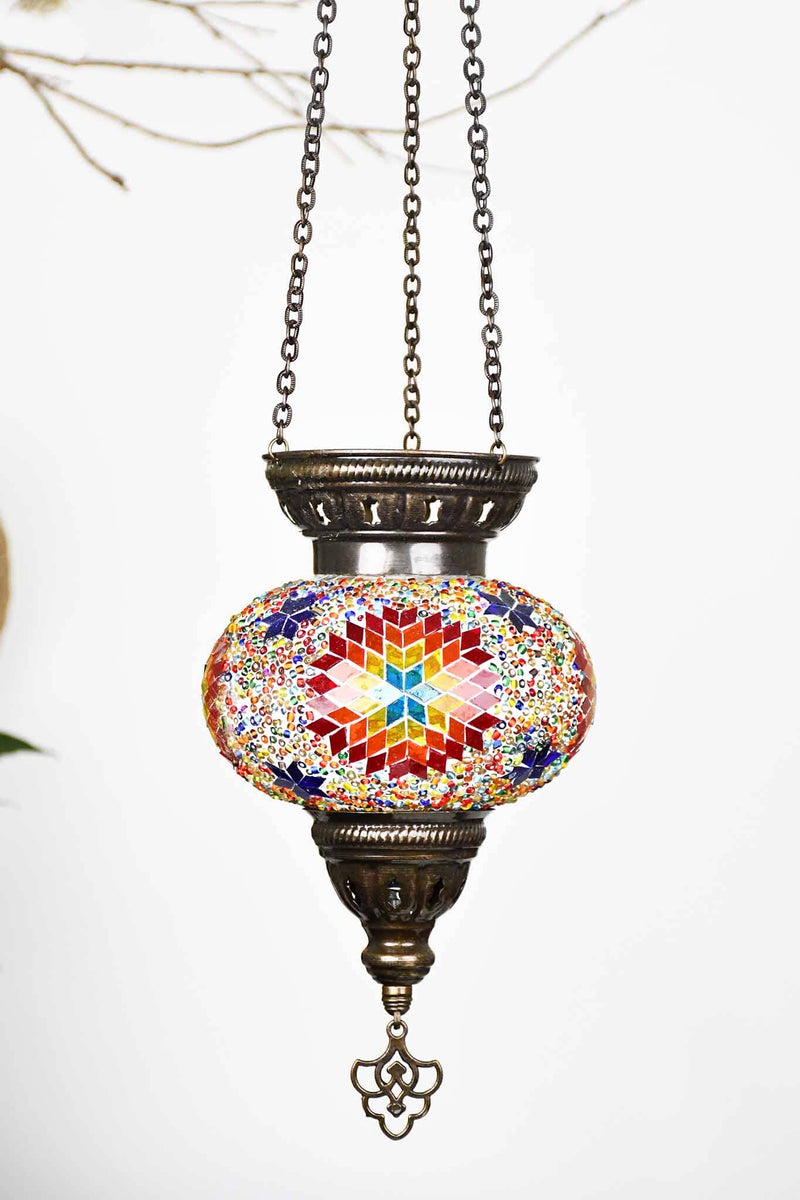 Turkish Mosaic Candle Holder Hanging Colourful Rainbow Star Lighting Sydney Grand Bazaar 