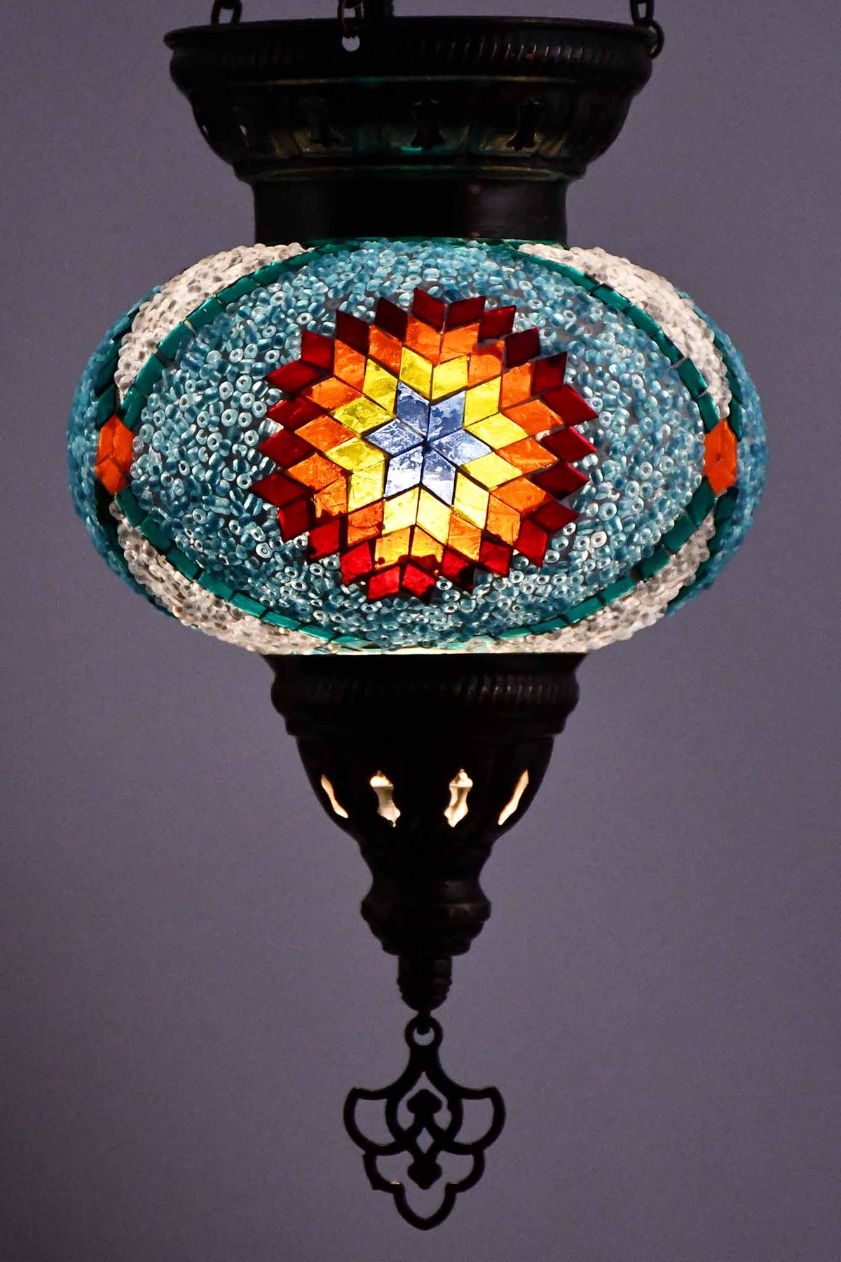 Turkish Mosaic Candle Holder Hanging Colourful Star Turquoise Lighting Sydney Grand Bazaar 