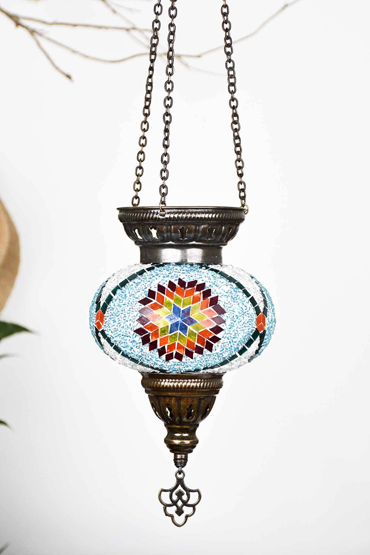 Turkish Mosaic Candle Holder Hanging Colourful Star Turquoise Lighting Sydney Grand Bazaar 