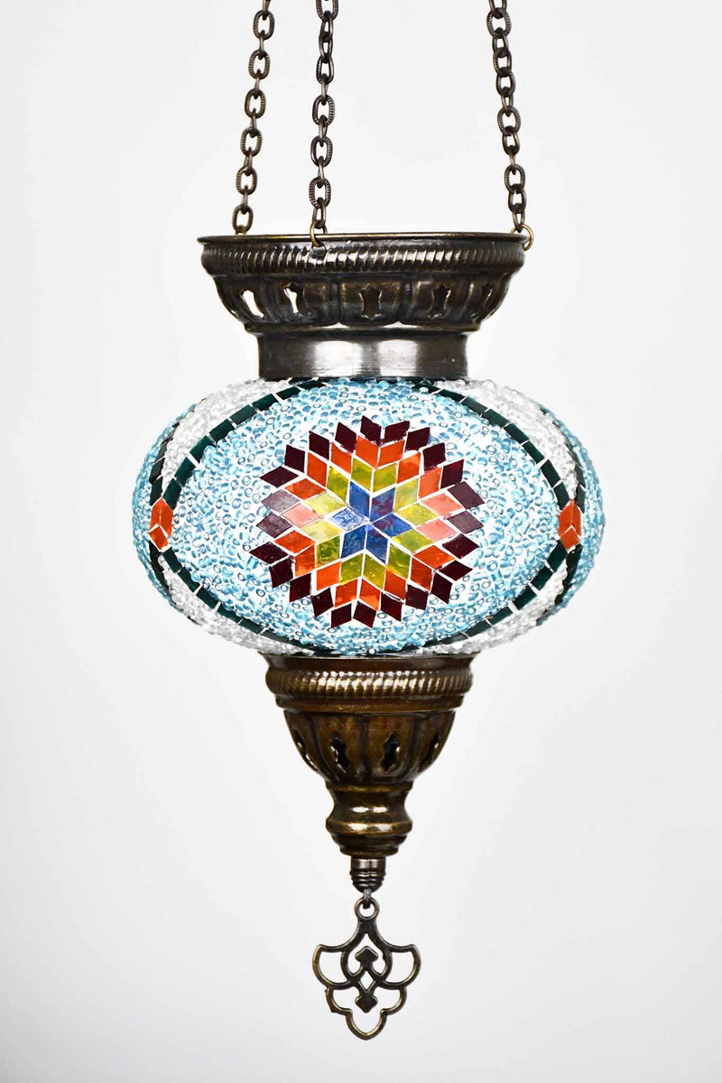 Turkish Mosaic Candle Holder Hanging Colourful Star Turquoise Lighting Sydney Grand Bazaar 