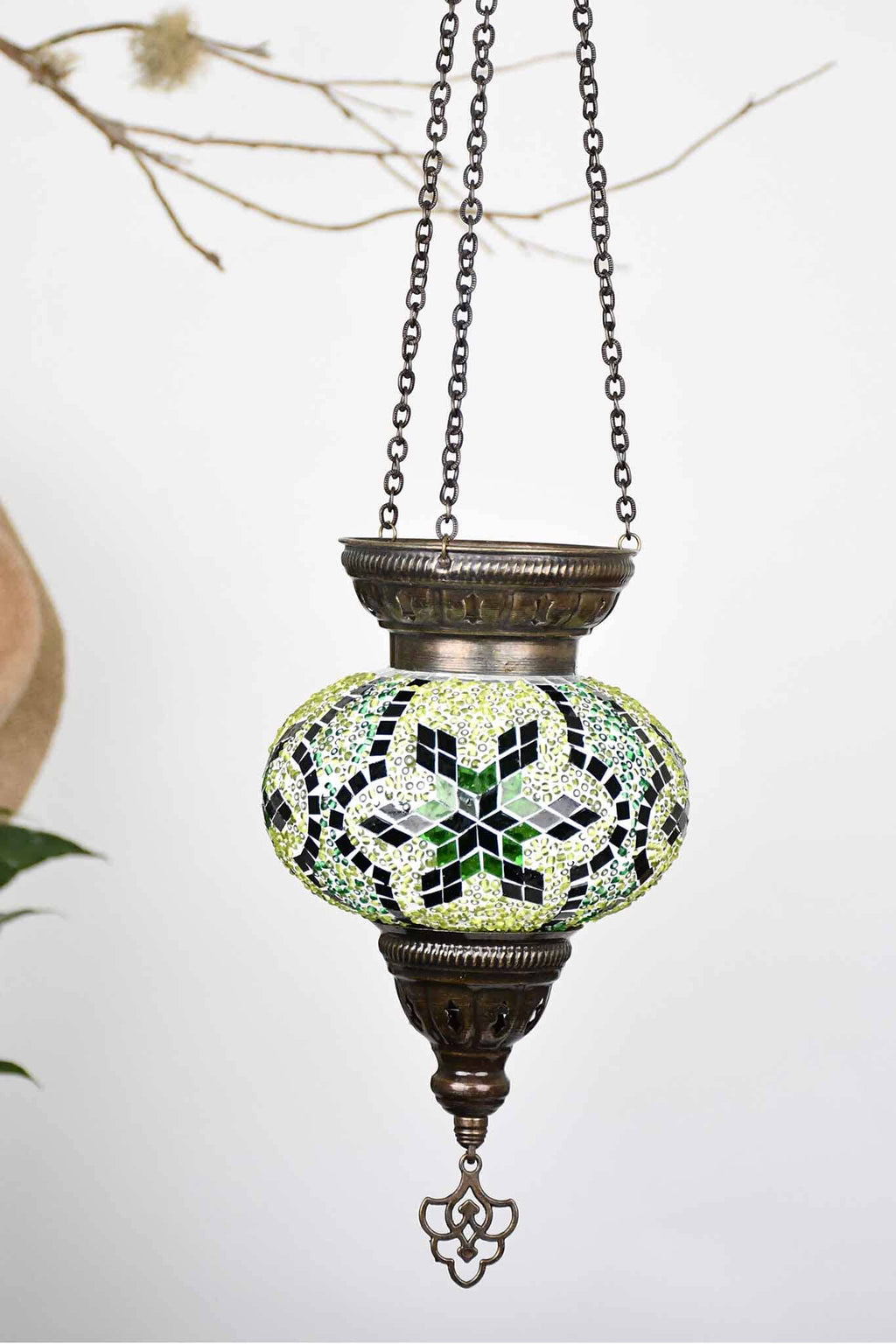 Turkish Mosaic Candle Holder Hanging Green Star 1 Lighting Sydney Grand Bazaar 