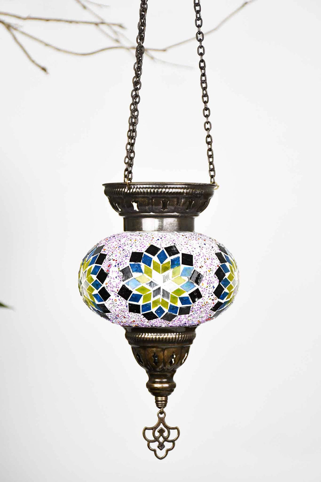 Turkish Mosaic Candle Holder Hanging Pink Colourful Star Lighting Sydney Grand Bazaar 
