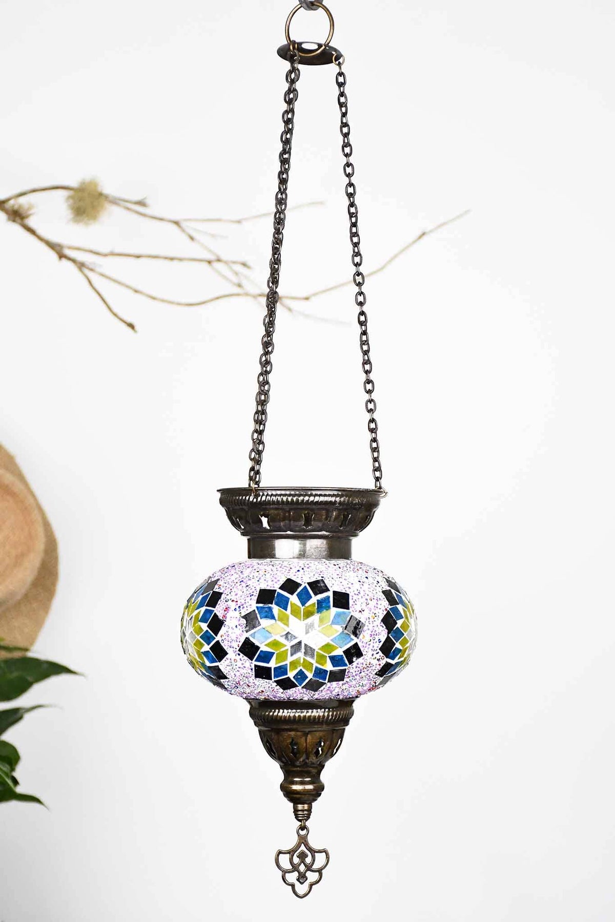 Turkish Mosaic Candle Holder Hanging Pink Colourful Star Lighting Sydney Grand Bazaar 