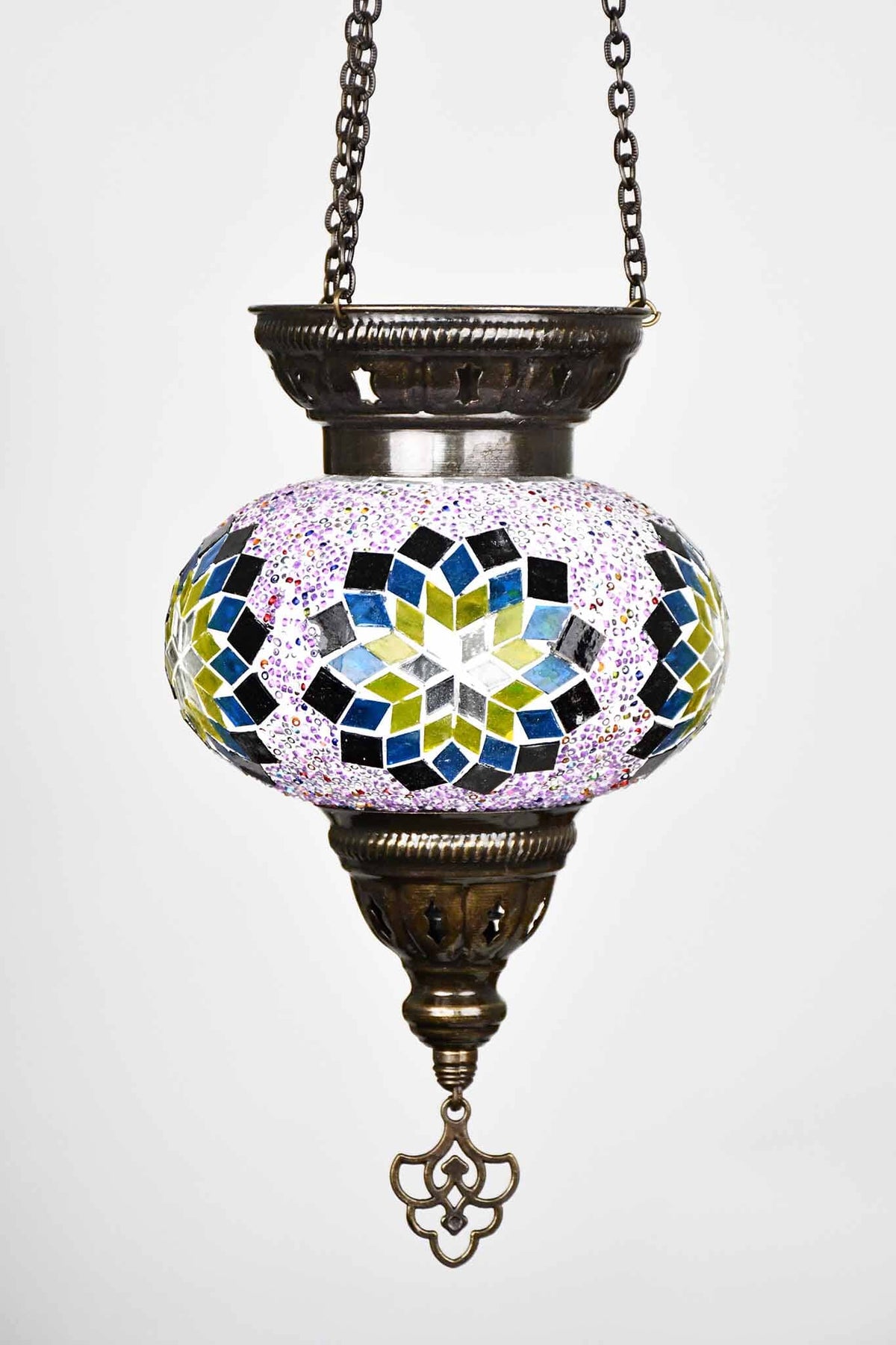 Turkish Mosaic Candle Holder Hanging Pink Colourful Star Lighting Sydney Grand Bazaar 