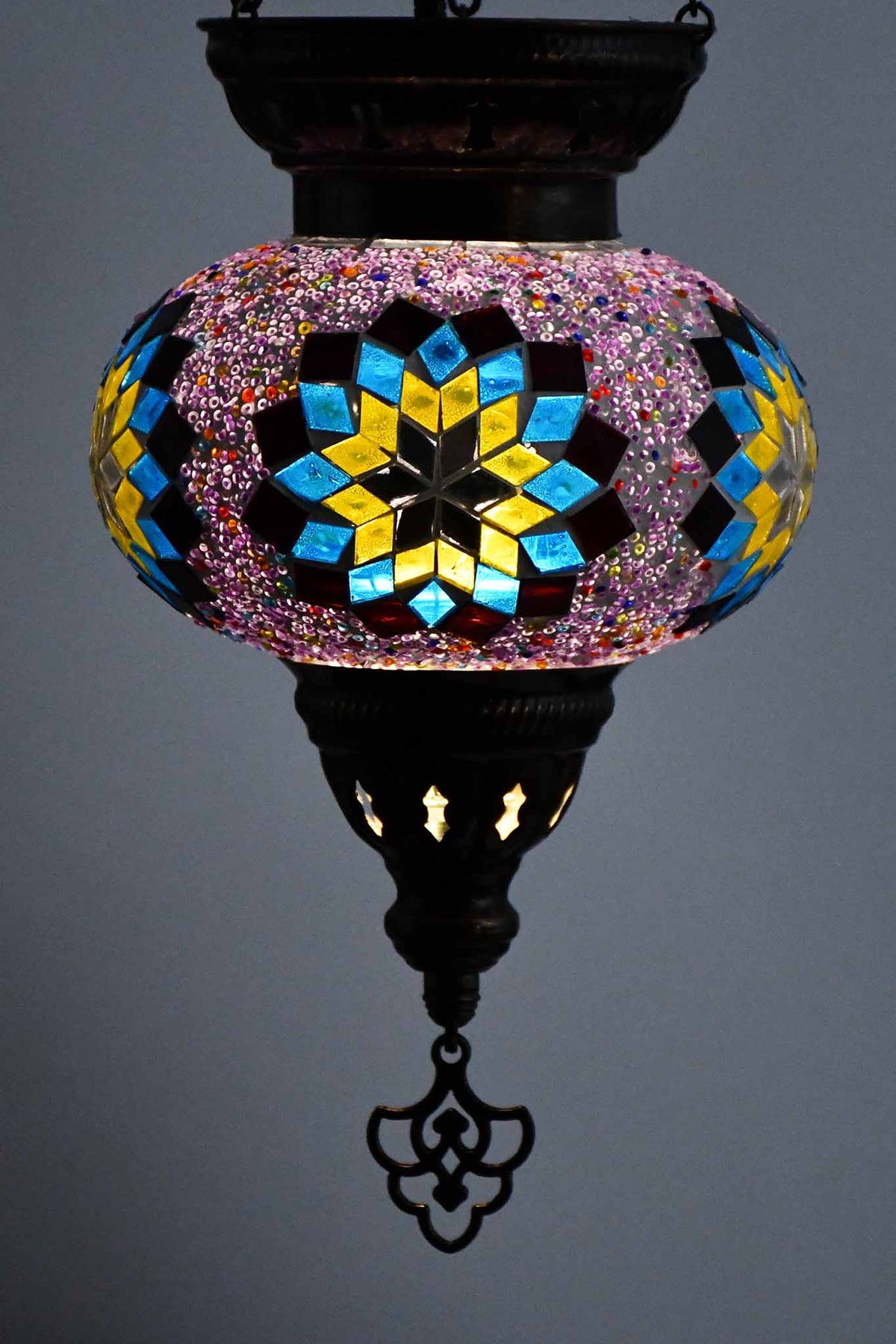 Turkish Mosaic Candle Holder Hanging Pink Colourful Star Lighting Sydney Grand Bazaar 