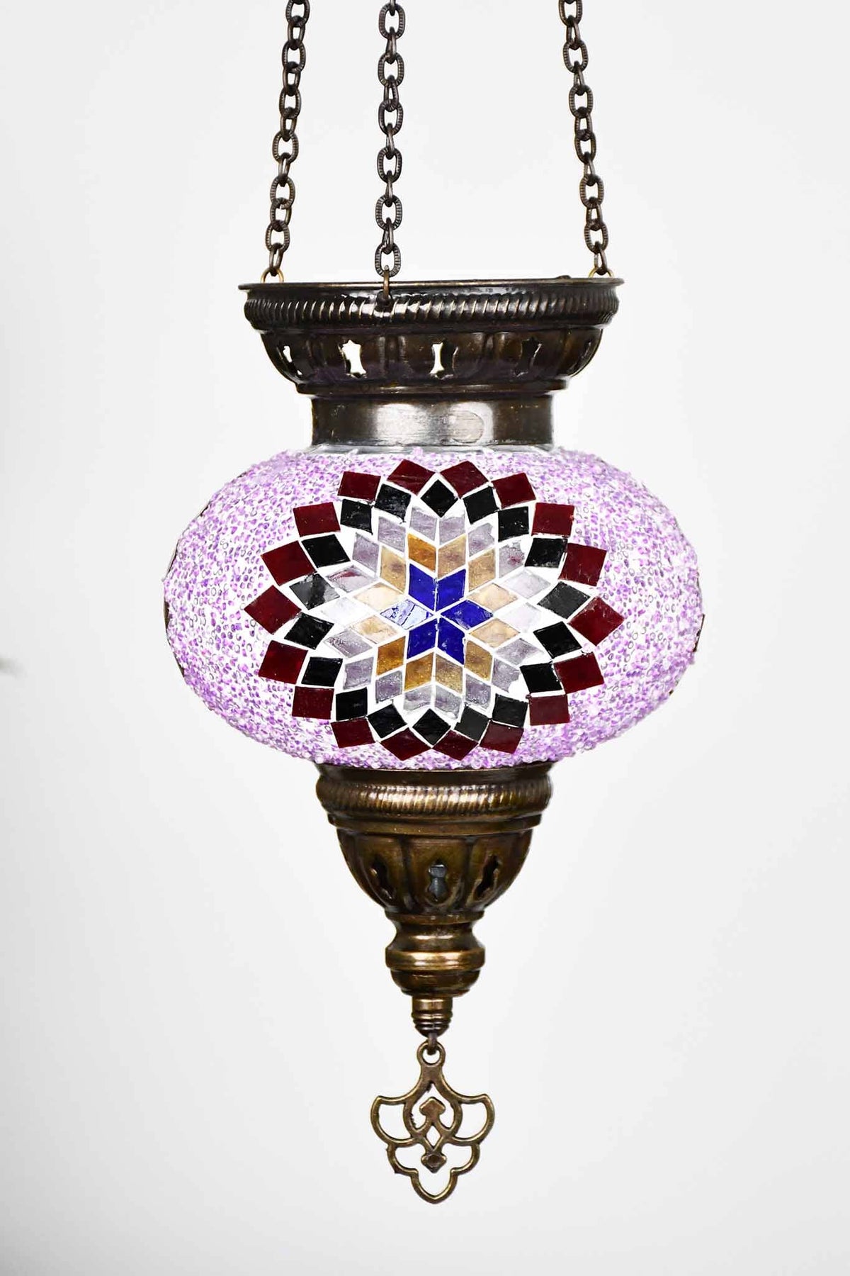 Turkish Mosaic Candle Holder Hanging Purple Colourful Star 1 Lighting Sydney Grand Bazaar 