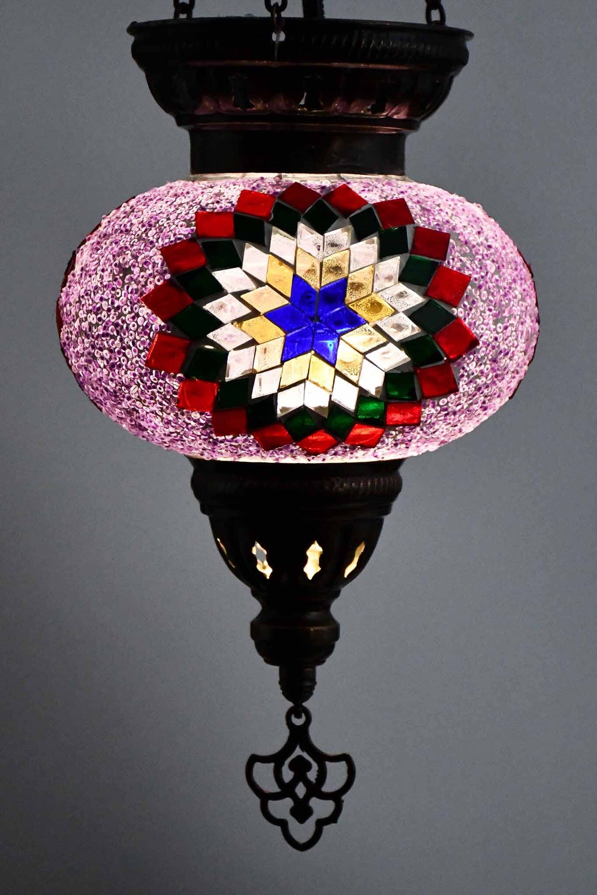 Turkish Mosaic Candle Holder Hanging Purple Colourful Star 1 Lighting Sydney Grand Bazaar 