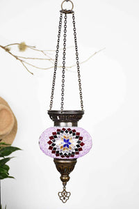 Turkish Mosaic Candle Holder Hanging Purple Colourful Star 1 Lighting Sydney Grand Bazaar 