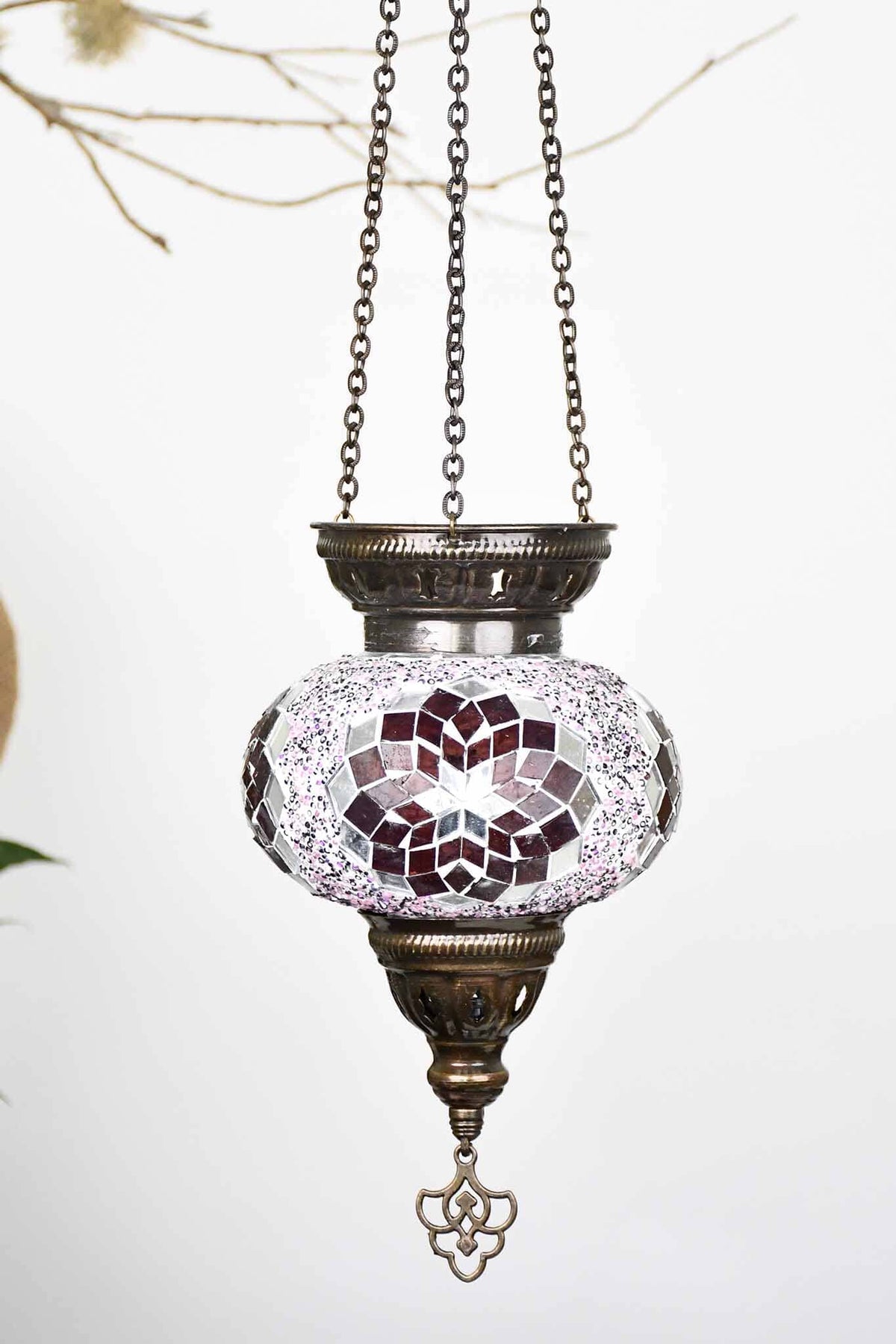 Turkish Mosaic Candle Holder Hanging Purple Pink Star Lighting Sydney Grand Bazaar 