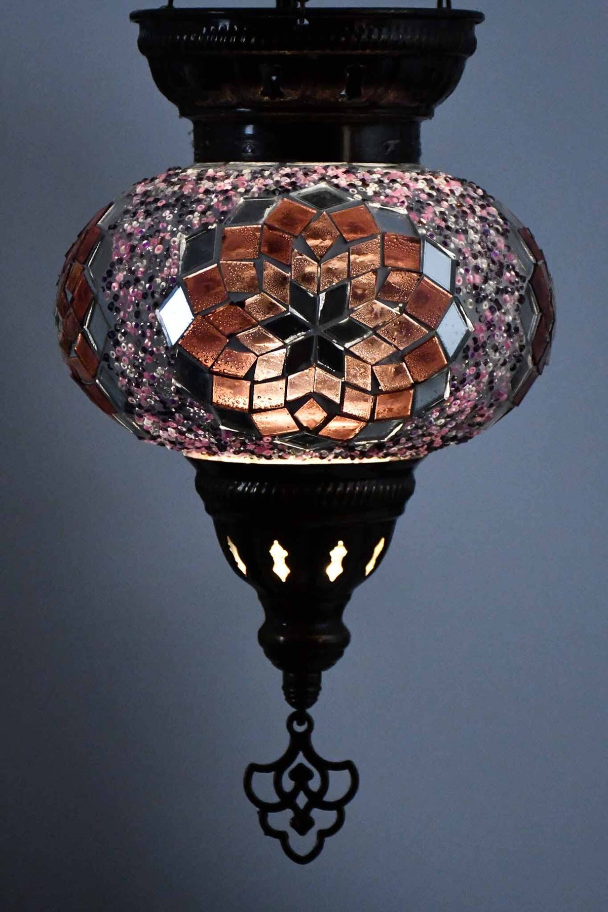 Turkish Mosaic Candle Holder Hanging Purple Pink Star Lighting Sydney Grand Bazaar 