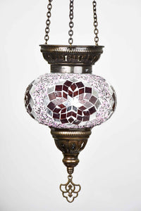 Turkish Mosaic Candle Holder Hanging Purple Pink Star Lighting Sydney Grand Bazaar 