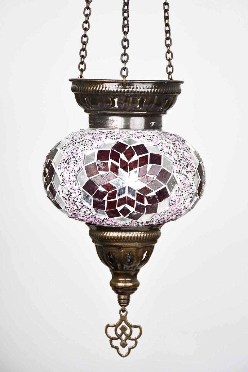 Turkish Mosaic Candle Holder Hanging Purple Pink Star Lighting Sydney Grand Bazaar 