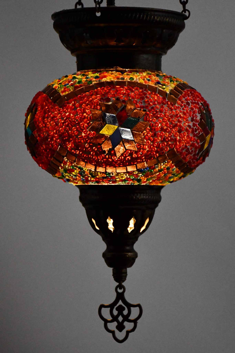 Turkish Mosaic Candle Holder Hanging Red Colourful Star 2 Lighting Sydney Grand Bazaar 