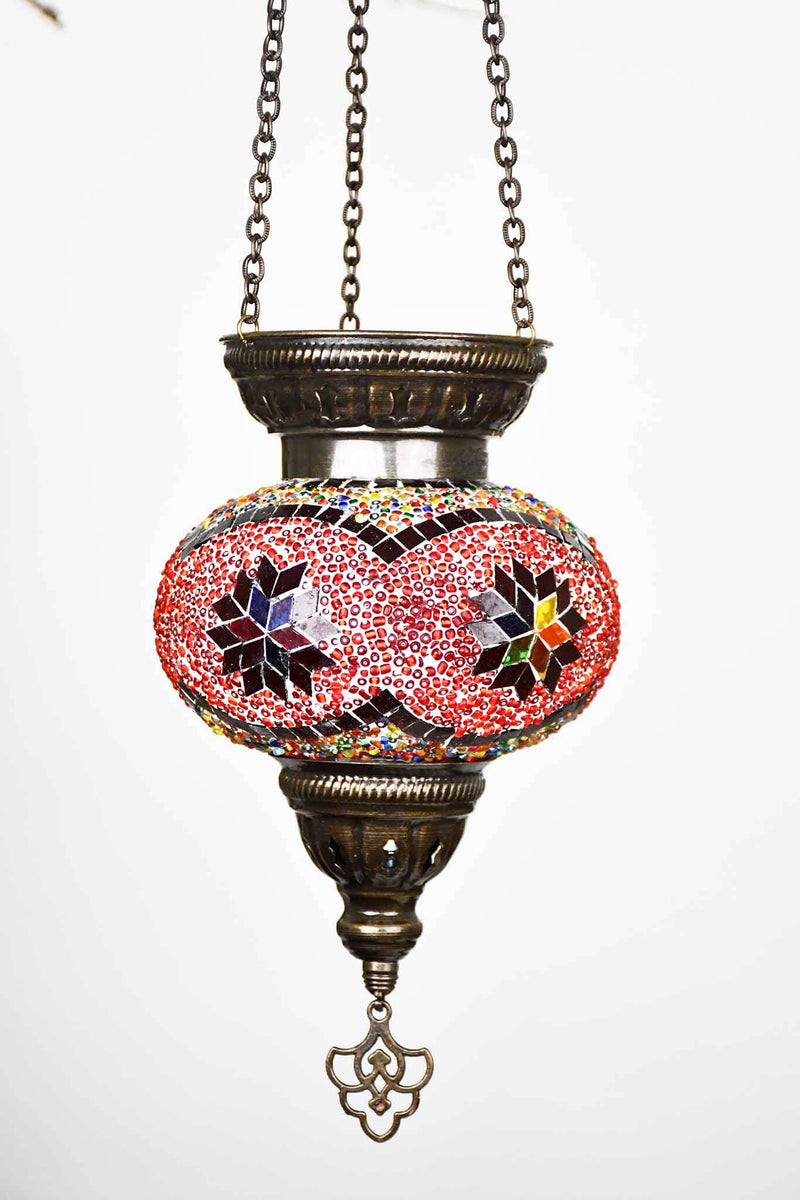 Turkish Mosaic Candle Holder Hanging Red Colourful Star 2 Lighting Sydney Grand Bazaar 