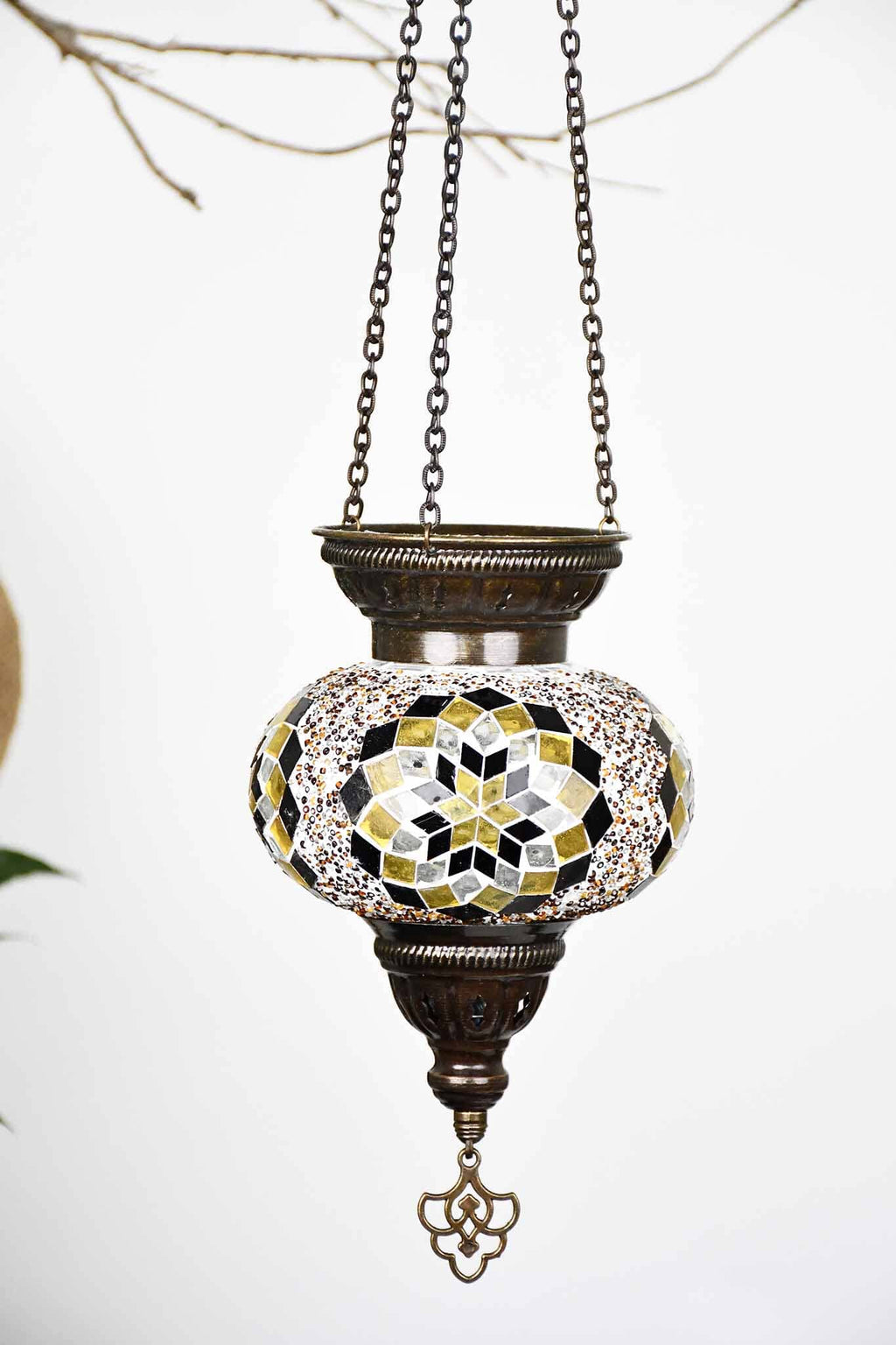 Turkish Mosaic Candle Holder Hanging Star Bead Brown 1 Lighting Sydney Grand Bazaar 
