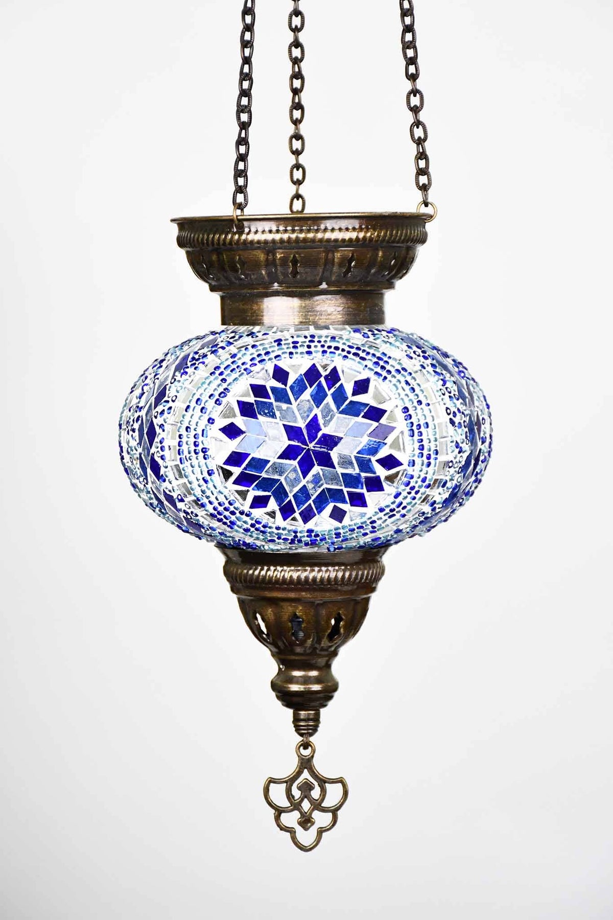 Turkish Mosaic Candle Holder Hanging Star Circle Blue 1 Lighting Sydney Grand Bazaar 