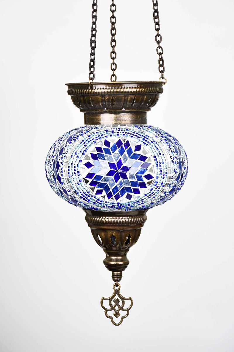 Turkish Mosaic Candle Holder Hanging Star Circle Blue 1 Lighting Sydney Grand Bazaar 