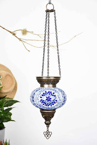 Turkish Mosaic Candle Holder Hanging Star Circle Blue 1 Lighting Sydney Grand Bazaar 