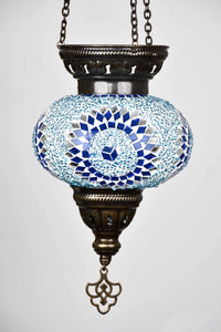 Turkish Mosaic Candle Holder Hanging Star Circle Blue 2 Lighting Sydney Grand Bazaar 