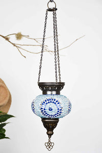 Turkish Mosaic Candle Holder Hanging Star Circle Blue 2 Lighting Sydney Grand Bazaar 