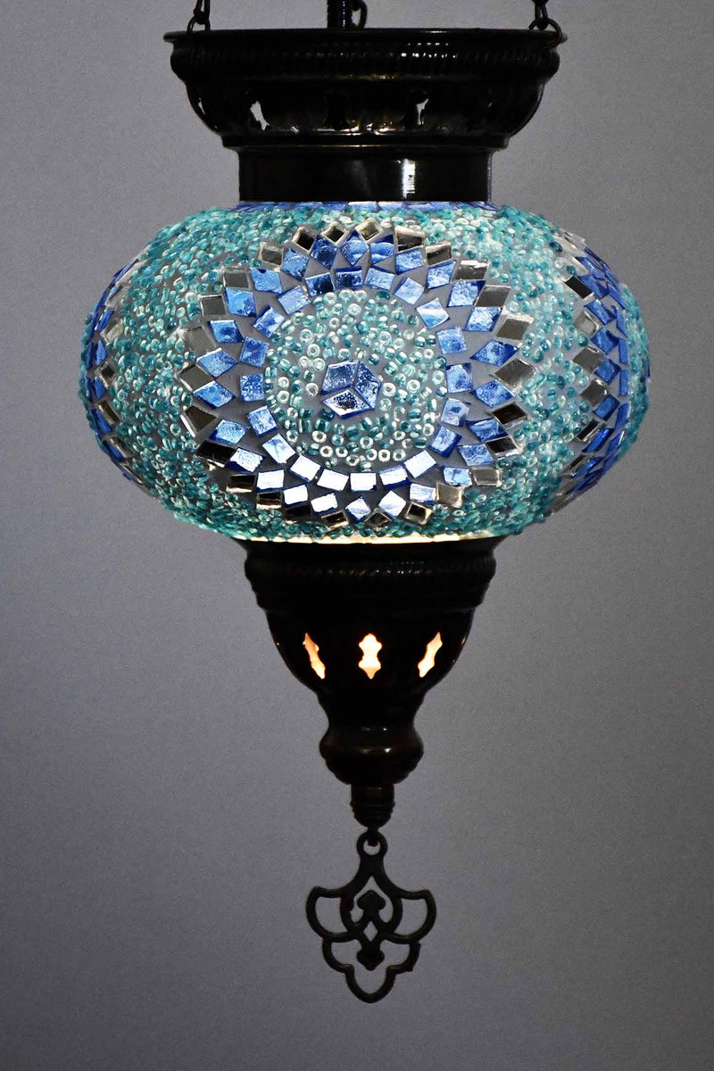 Turkish Mosaic Candle Holder Hanging Star Circle Blue 2 Lighting Sydney Grand Bazaar 