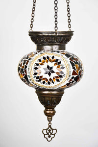Turkish Mosaic Candle Holder Hanging Star Circle Brown 1 Lighting Sydney Grand Bazaar 