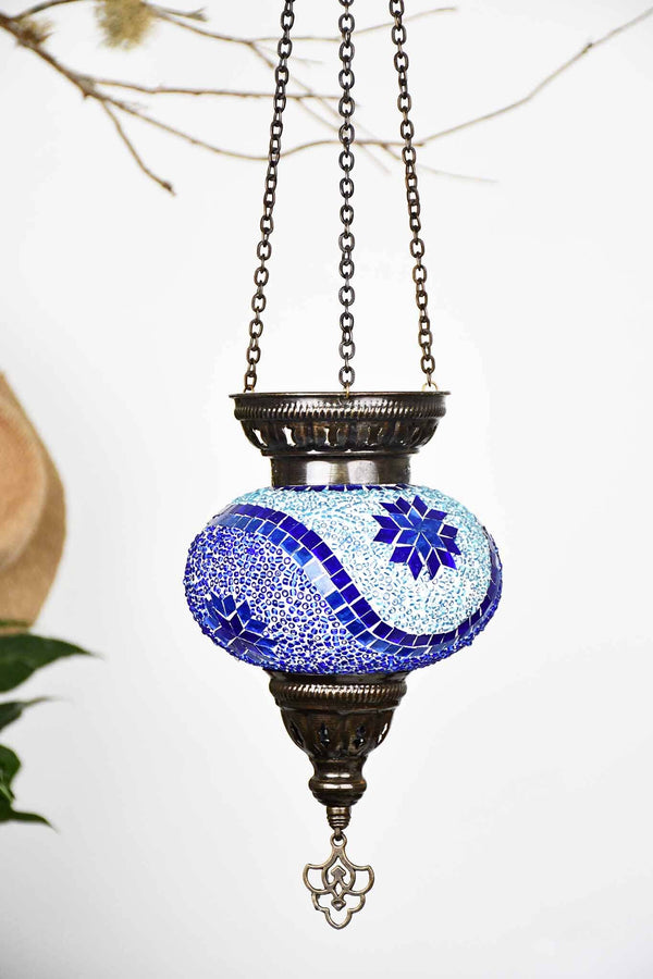 Turkish Mosaic Candle Holder Hanging Star Wave Blue Lighting Sydney Grand Bazaar 