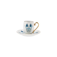 Turkish Coffee Cup Iznik Gold Handle Set of 6