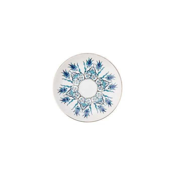 Turkish Coffee Cup Iznik Gold Handle Set of 6