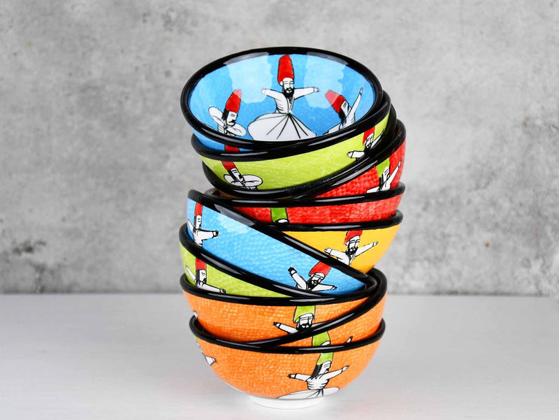 10 cm Turkish Bowls Whirling Dervish Orange Ceramic Sydney Grand Bazaar 