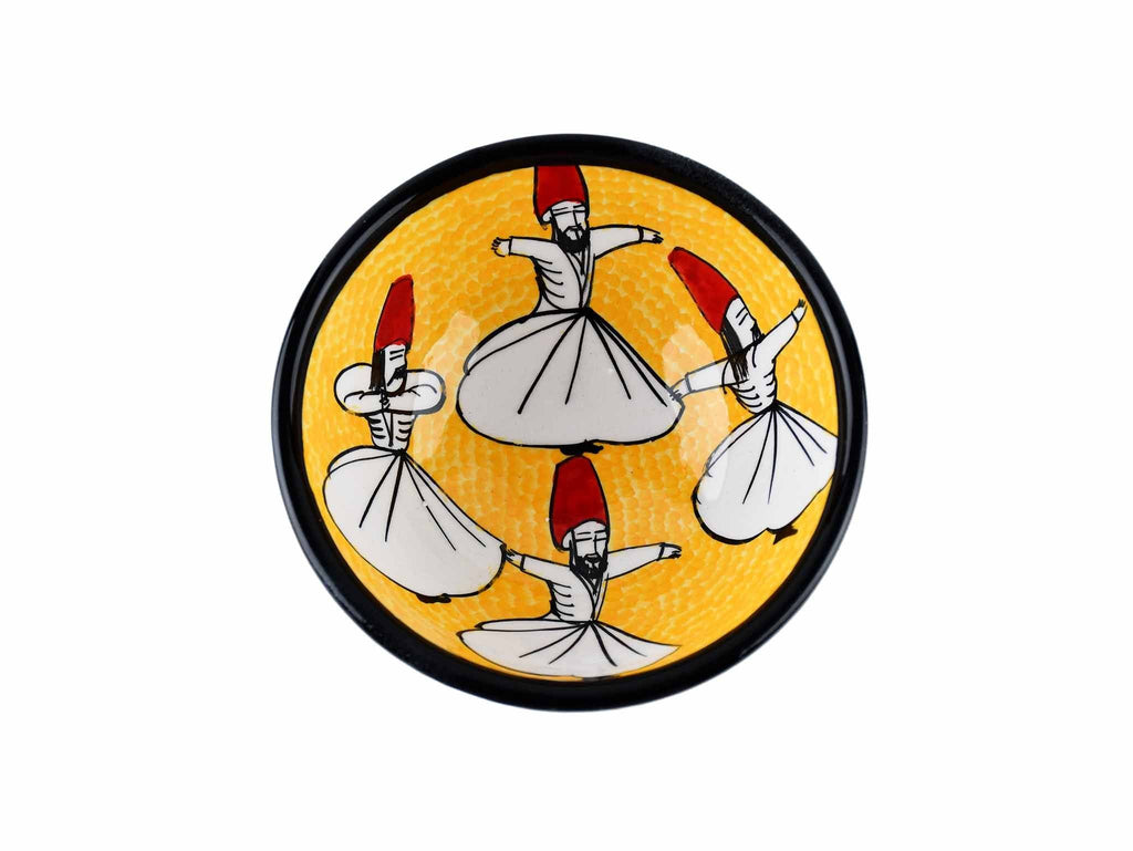 10 cm Turkish Bowls Whirling Dervish Yellow Ceramic Sydney Grand Bazaar 