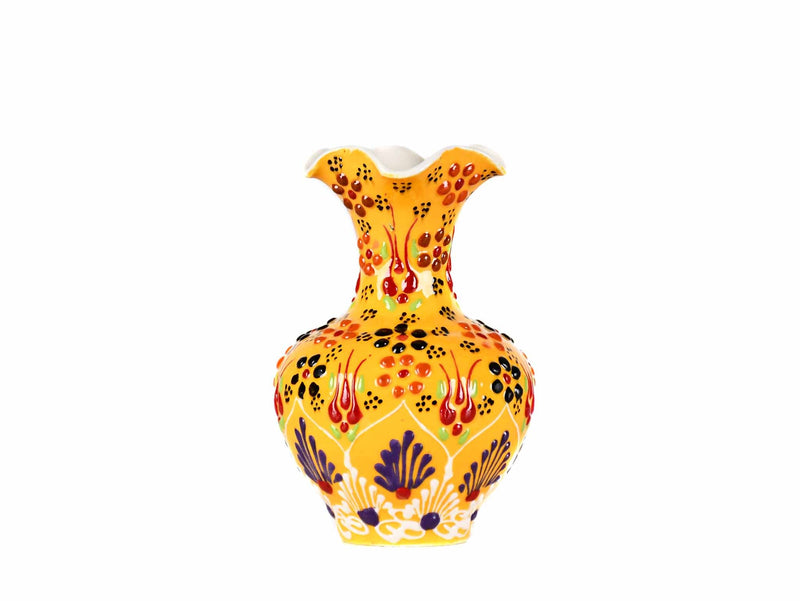 10 cm Turkish Ceramic Vase Dantel Yellow Ceramic Sydney Grand Bazaar Design 6 
