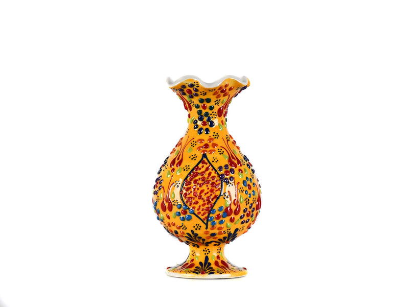 15 cm Turkish Ceramic Vase Dantel Yellow Ceramic Sydney Grand Bazaar 